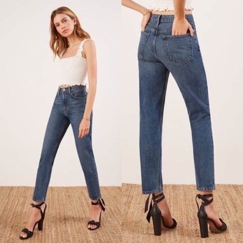 Reformation Julia High Cigarette Jeans Straight-Leg Marina Wash Size 27